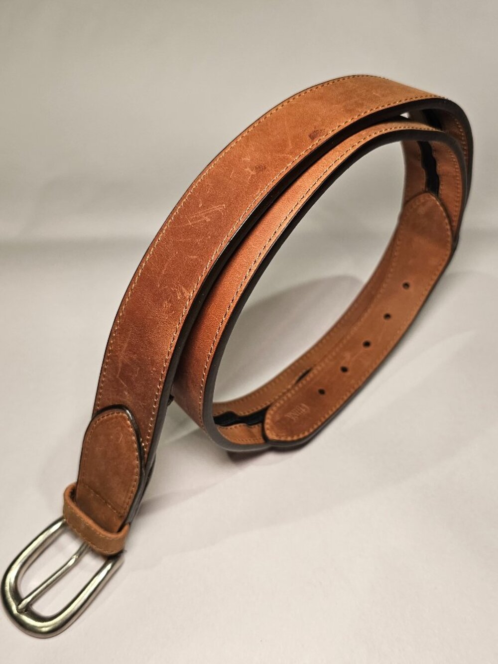 Thomas Bates Full Grain Leather Money Belt Men's Size 36 Brown Hidden Zip Pocket